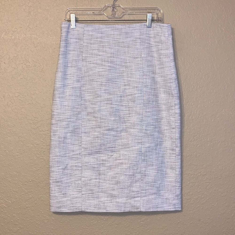 Banana Republic Long Modest Classic Pencil Skirt White Gray Size 12